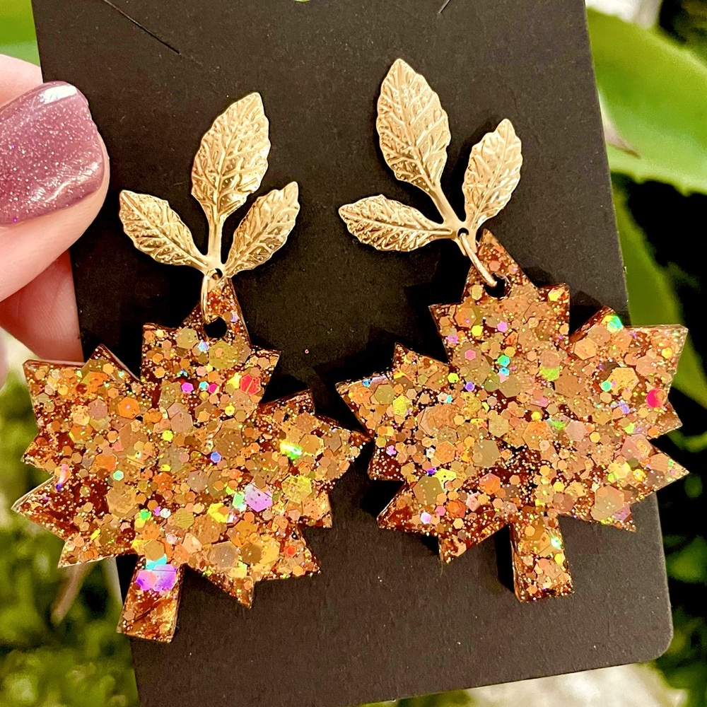Gold Leaf Autumn Leaf Earrings